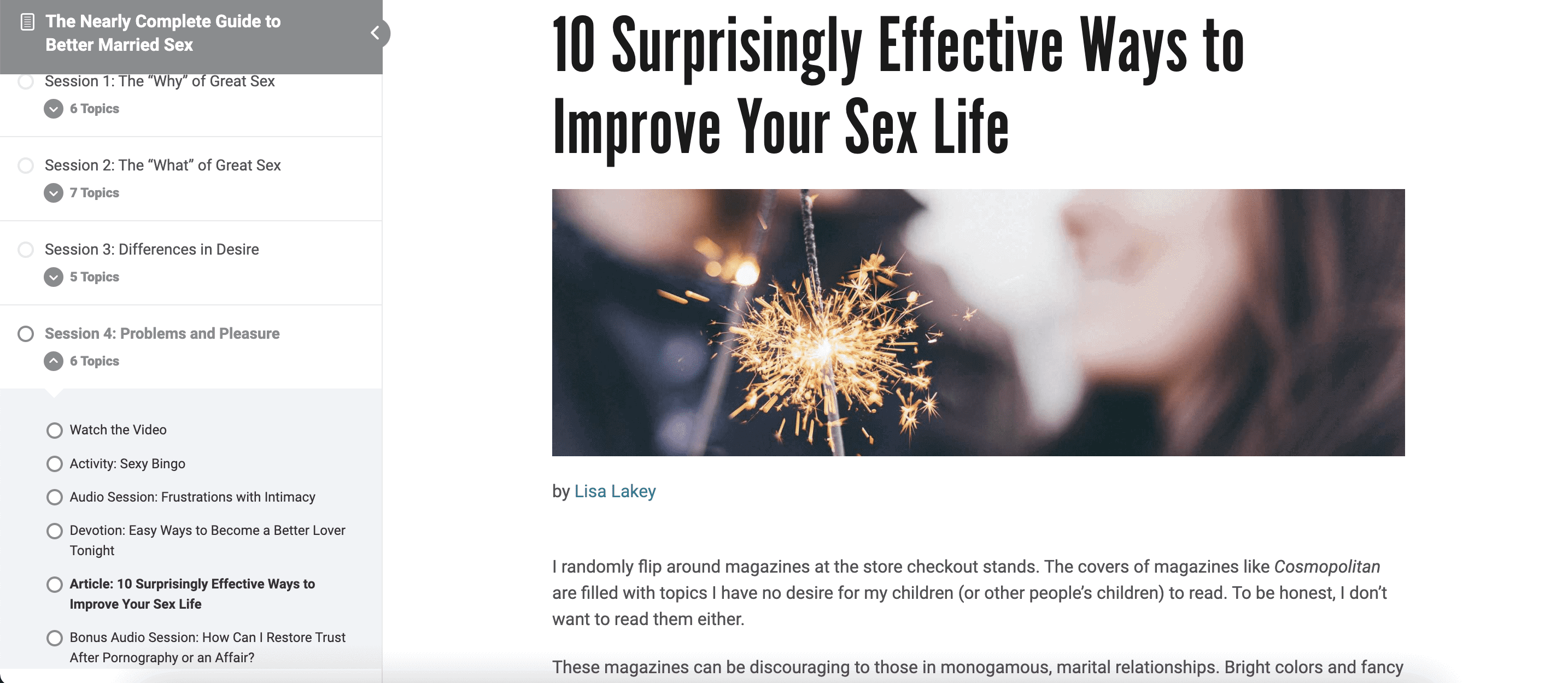 The Nearly Complete Guide to Better Married Sex Online Course photo